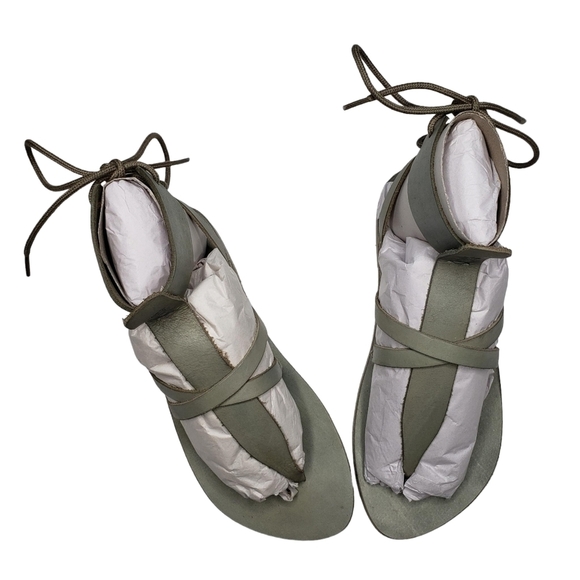 Free People | NIB Sky Gray Bohemian Vacation Day Wrap Thong Sandals Women's 7 - Picture 3 of 14